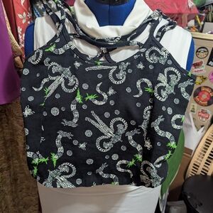 Black and Green Snake Print Women's Top